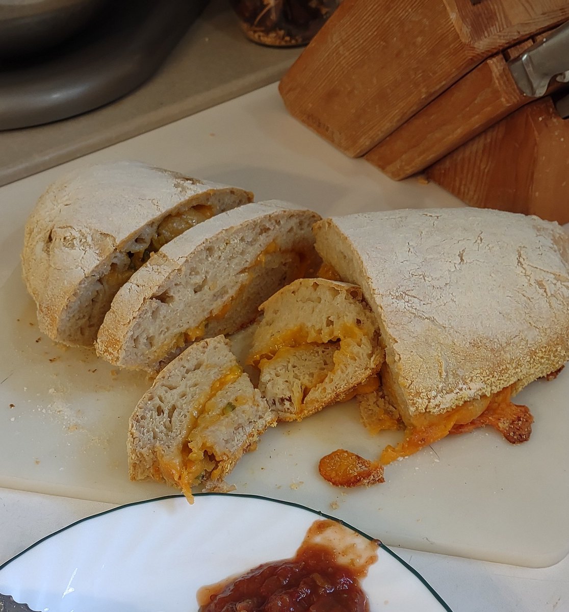 ashadowinamyst's tweet photo. #cooking #bread #breads
#DIY #prepper #prepers #oldways #recipes #recipe #food #jalapeno #cheddar
Make it Yourself !

Ciabatta Bread ! 
With diced Jalapenos, Mild Cheddar dipped in Chunky Salsa
Make it Yours ! 
Be Different !

People should know how to cook, do some carpentry, do some canning, gardening.
They should know how to use a sewing machine or sew by hand.
(Something to Remember)
You will always Not be able to do something.
Until you Try it.