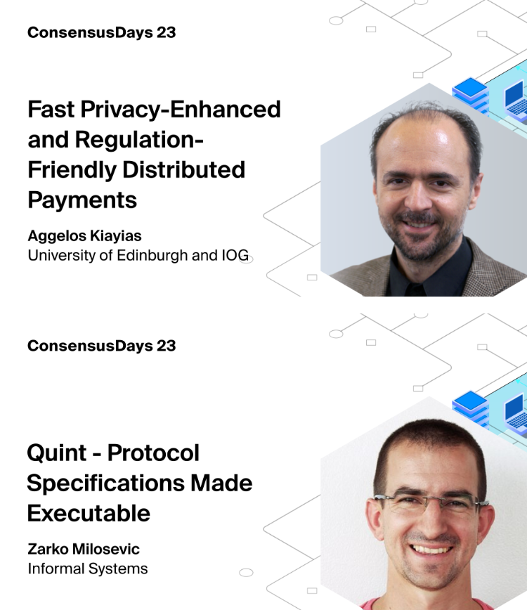 📣 ConsensusLab are thrilled to welcome Aggelos Kiayias & Zarko Milosevic to ConsensusDays 23! 🚀 @sol3gga @zarinjo ⏰14:10 UTC - June 5th - Aggelos Kiayias ⏰14:10 UTC - June 6th - Zarko Milosevic 🗓️ Make sure to mark your calendars! 🤝 See you on Monday the 5th!!