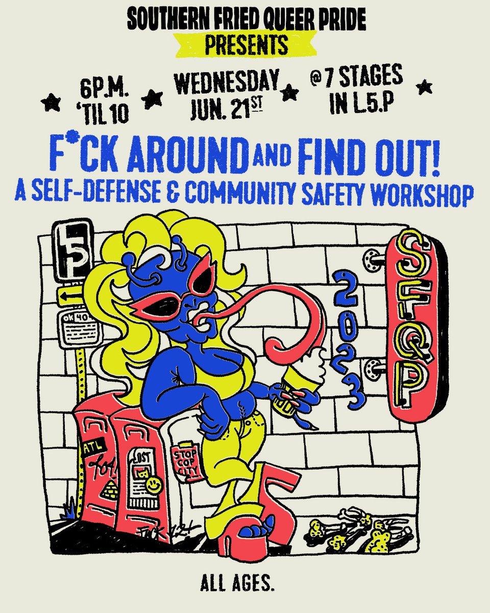 sfqpatl's tweet image. 🌈ANNOUNCEMENT: Here are the events of the Southern Fried Queer Pride 2023 Festival! 
⁠
Full festival details &amp;amp; individual events can be found at: linktr.ee/sfqp
⁠
All flyers designed by India Nabarro || @indianabarro