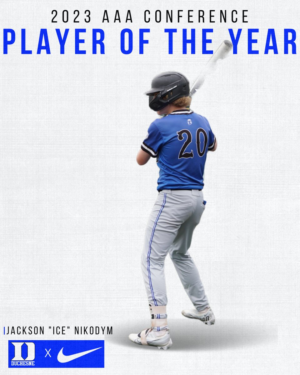 Huge congratulations to Freshman, Jackson Nikodym on being the 2023 AAA Conference Player of the Year! #DHSPioneers

@DuchesneHS @Duchesnehighschool @athletics_dhs @STLhssports @stlsportshs @GSV_STL @YBM_cast @youthbaseballmidwest @PBRMissouri