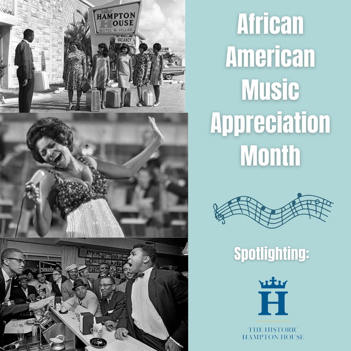 June is #AfricanAmericanMusicAppreciationMonth!🎵 This month celebrates black musical influences that have become essential to our nation’s cultural heritage & we're spotlighting Miami's iconic Historic Hampton House! For more details, please visit: historichamptonhouse.org