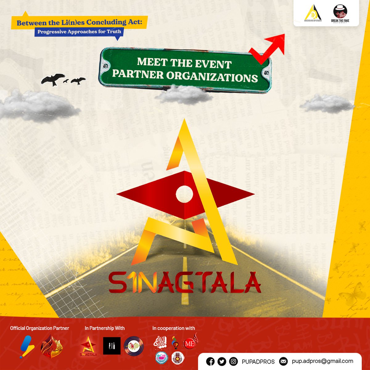 PUPADPROS's tweet photo. Meet the event partner organizations for our final phase: "Between the Li(n)es Concluding Act: Progressive Approaches for Truth"!

Be a part of this concluding act with us!
https://t.co/B9Tz6Hdex5

#BTLConcludingAct
#ADPROSxBreakTheFake 
#CriticalADPR https://t.co/HS9Ad7kTyL