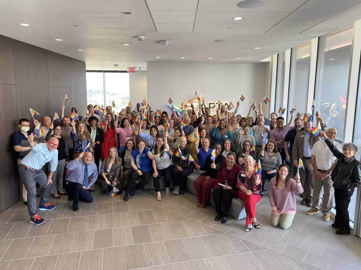 APTA_official's tweet photo. APTA is proud to honor #PrideMonth. Join us in celebrating the LGBTQ+ community and learn how to be an ally for your peers and patients during our June 25 APTA Social. @PTProudAPTA 
https://t.co/bJvyl5KD61 https://t.co/pBxDJXzCOA