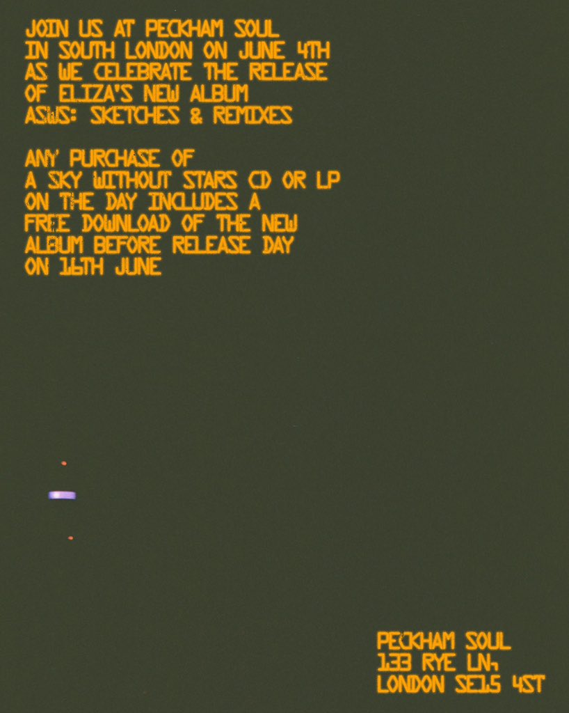 elizalovechild's tweet image. Come to @PeckhamSoul on Sunday to party with us! 
Anyone who buys a signed vinyl/CD on the event link or on the day will receive the new ASWS: Sketches &amp;amp; Remixes album before release on 16th June for free!
FREE TICKETS HERE &amp;gt;&amp;gt;&amp;gt; eventbrite.co.uk/e/eliza-asws-s…