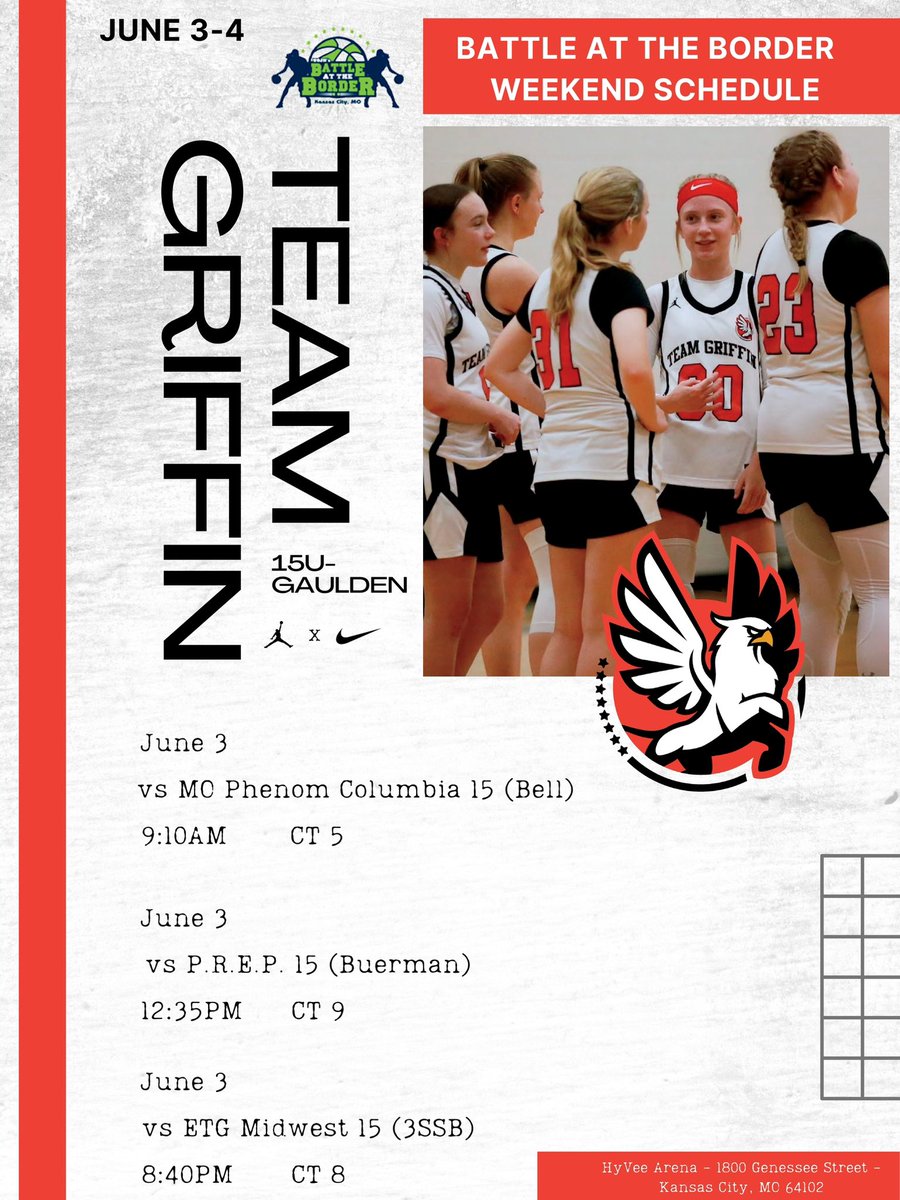 Team Griffin ‘26 (@teamgriffin26) on Twitter photo On the road again this weekend <a href="/USJN/">USJN</a> #BattleattheBorder in KC❗️ @TeamGriffinGBB <a href="/okmagiccoach/">Chuck Cobbins</a> <a href="/OklahomaRecruit/">Allner Sports Consulting</a> <a href="/Alexisgaulden10/">Alexis Gaulden</a> On the road again this weekend <a href="/USJN/">USJN</a> #BattleattheBorder in KC❗️ @TeamGriffinGBB <a href="/okmagiccoach/">Chuck Cobbins</a> <a href="/OklahomaRecruit/">Allner Sports Consulting</a> <a href="/Alexisgaulden10/">Alexis Gaulden</a>