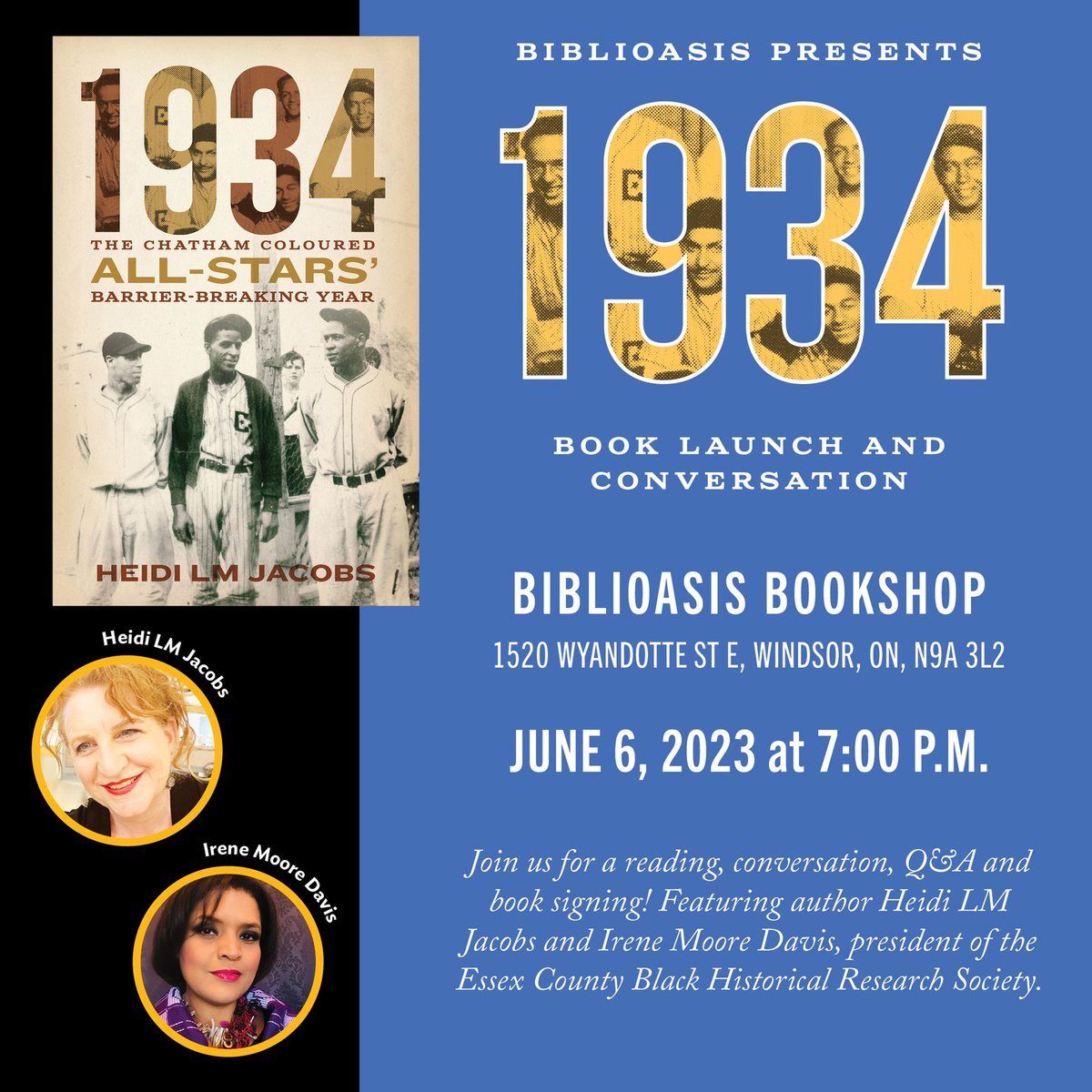 BoomerHarding's tweet image. Join us for the Windsor launch of 1934: The Chatham Coloured All-Stars’ Barrier-Breaking Year, June 6 at Biblioasis book shop