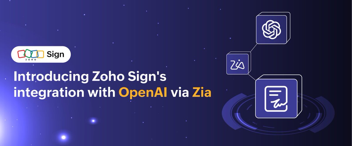 Introducing #ZohoSign's integration with #OpenAI via #Zia
zurl.co/4d0x
#ZohoOne #ZohoCRM #CRM
Contact us for more to get a free no obligation trial #elxee
Set up a call: zurl.co/Cfku