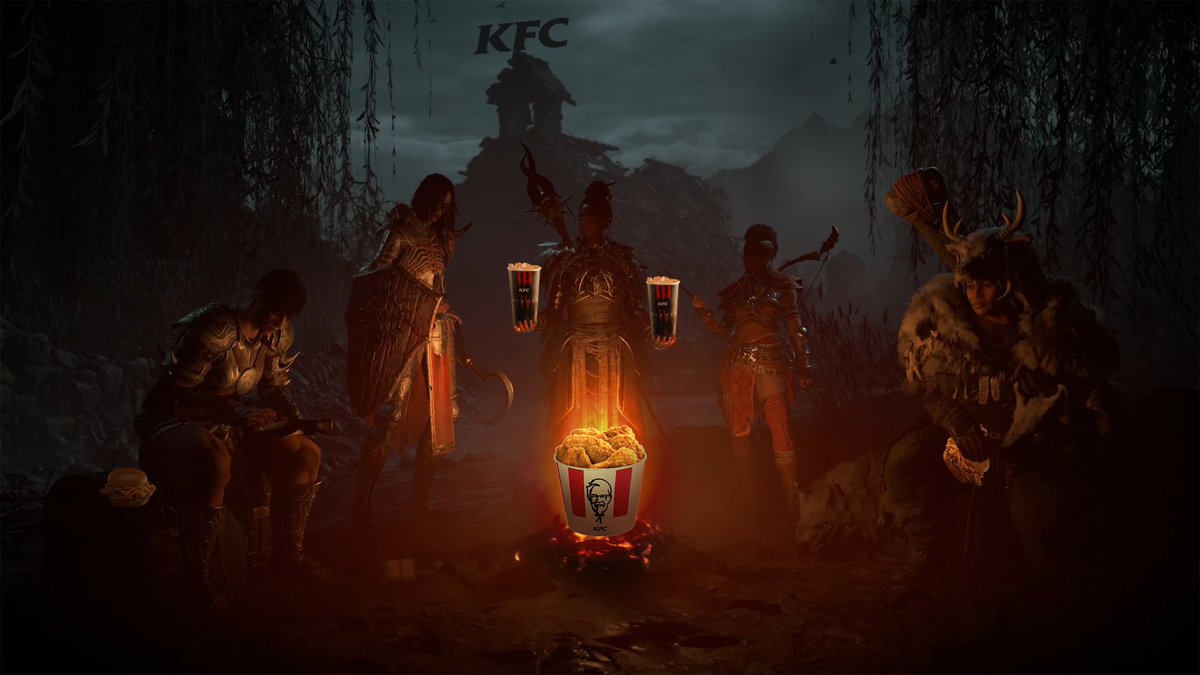 Diablo's tweet photo. Tonight we feast...for tomorrow, we slay. @kfc 

#DiabloIV https://t.co/2yis7gaptg