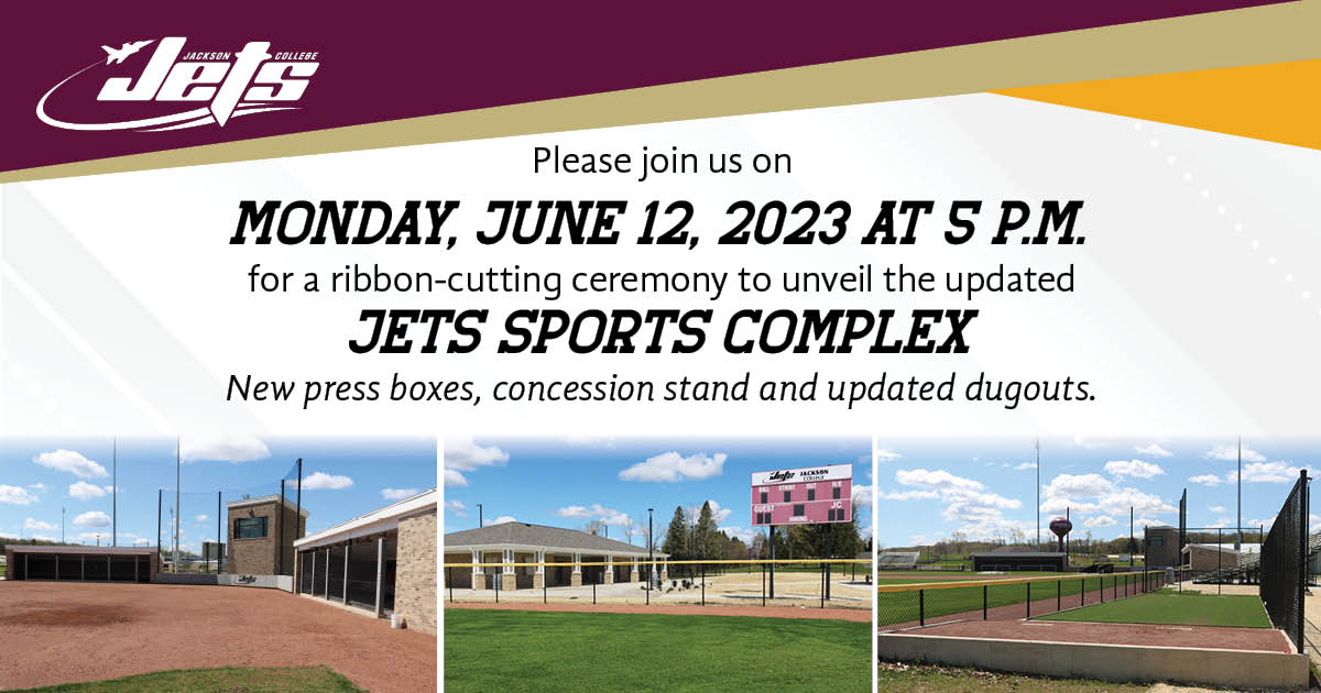 The Jets Sports Complex has everything needed for an unforgettable game! Join us at Jackson College on Monday, June 12 at 5 p.m. for a ribbon-cutting ceremony to celebrate these new facilities.