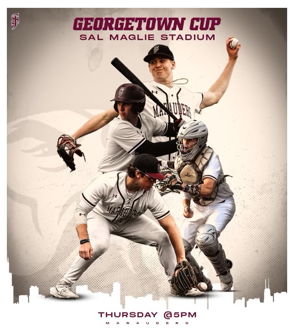 SJCI's tweet photo. DEFEND the CUP.
The Marauders will take on St. Francis tonight at 5 PM at Sal Magle Stadium (Niagara Falls). Game 2 is on Saturday at noon.
#Georgetowncup #playoffbaseball #fireitup
Graphic Design: Derek Onevelo '22 https://t.co/qiQ2CnKwIK