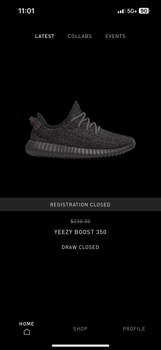 Flick_Deez_Nuts's tweet photo. I sat on my couch for 30min straight refreshing my app, trying to log in, trying to get it to recognize my account. The adidas confirmed app wouldn’t load until finally at 11:00am it loaded just to tell me the registration has closed. Thanks a lot ⁦@adidas⁩ you cheated me. https://t.co/KCHTcOIvtY