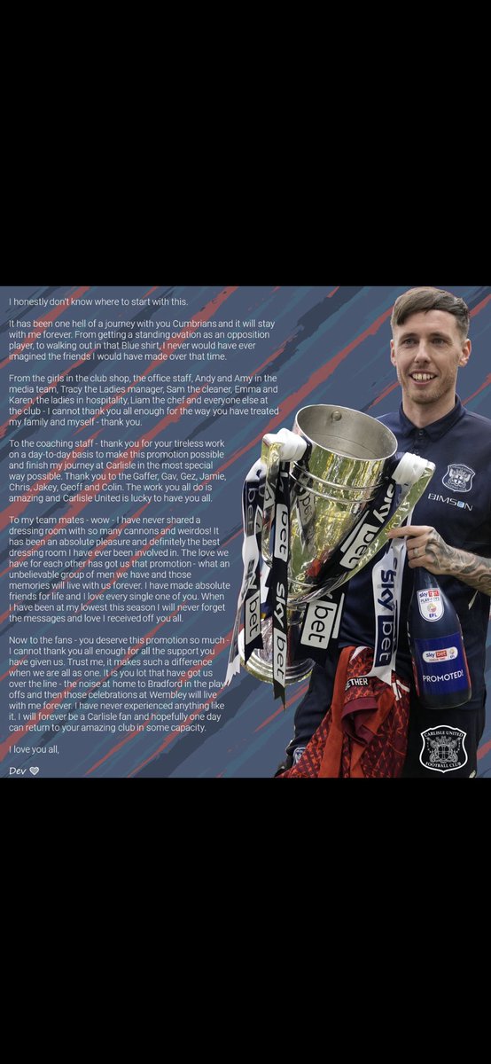 So so hard writing this but really hope Iv not missed anybody. Special special season with special people 22/23 play off winners 🏆💙⚽️ <a href="/officialcufc/">Carlisle United</a>