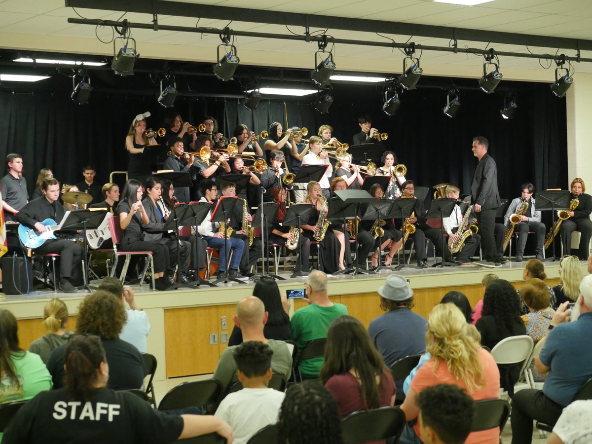 With the DHS auditorium's ongoing renovations, Mr. Cox &amp; Mr. Porco took the opportunity to hold a combined jazz concert in Deptford Middle School's new space. We had a packed house of family &amp; friends for an outstanding evening of music--congratulations to our Spartans! 🎵👏🖤💛