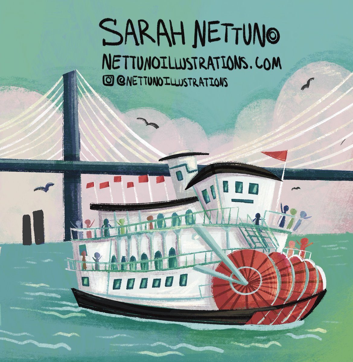 Hello agents, art directors, and editors, it’s #kidlitartpostcard day! My name is Sarah Nettuno and I am a published illustrator and upcoming author  seeking representation. This illustration is from a recently finished board book with #ArcadiaPublishing #kidlitart #KidLitPit