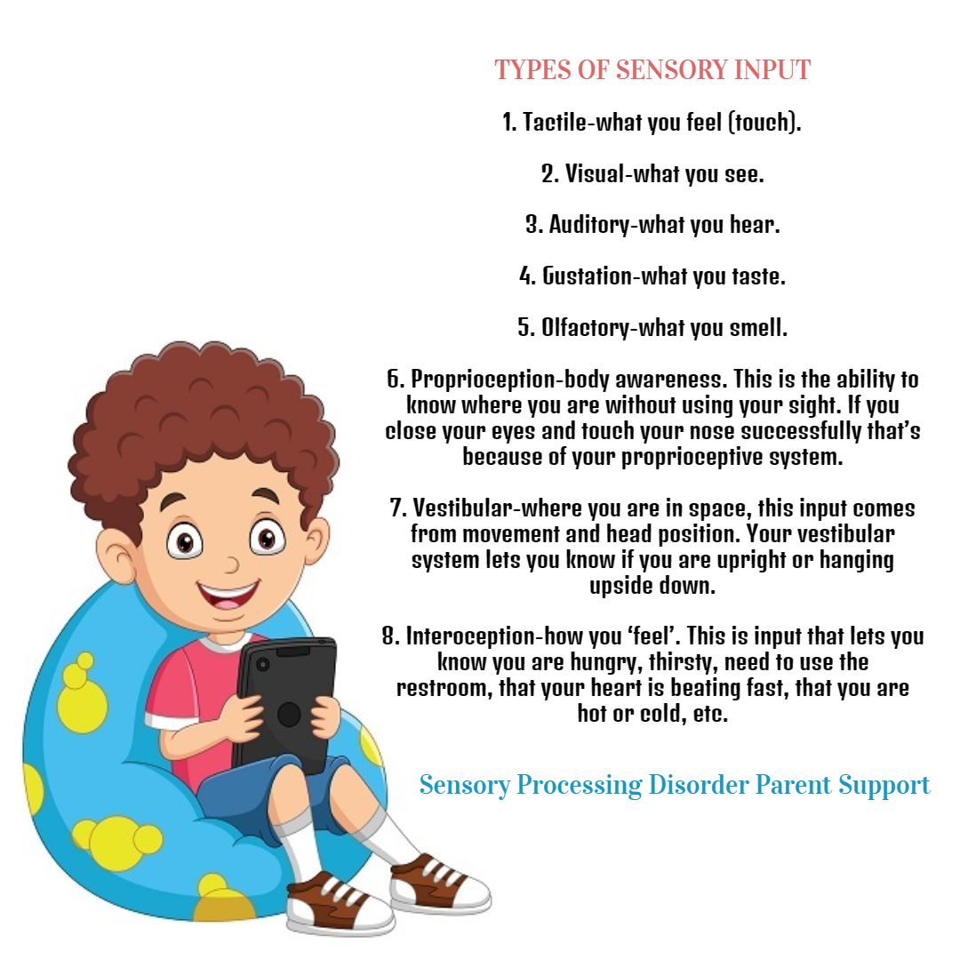 Sensoryprocessi's tweet image. TYPES OF #SENSORYINPUT
1. #Tactile-what you feel (touch).
2. #Visual-what you see.
3. #Auditory-what you hear.
4. #Gustation-what you taste.
5. #Olfactory-what you smell.
6. #Proprioception-body awareness. This is the ability to know where you are without using your sight. If you…