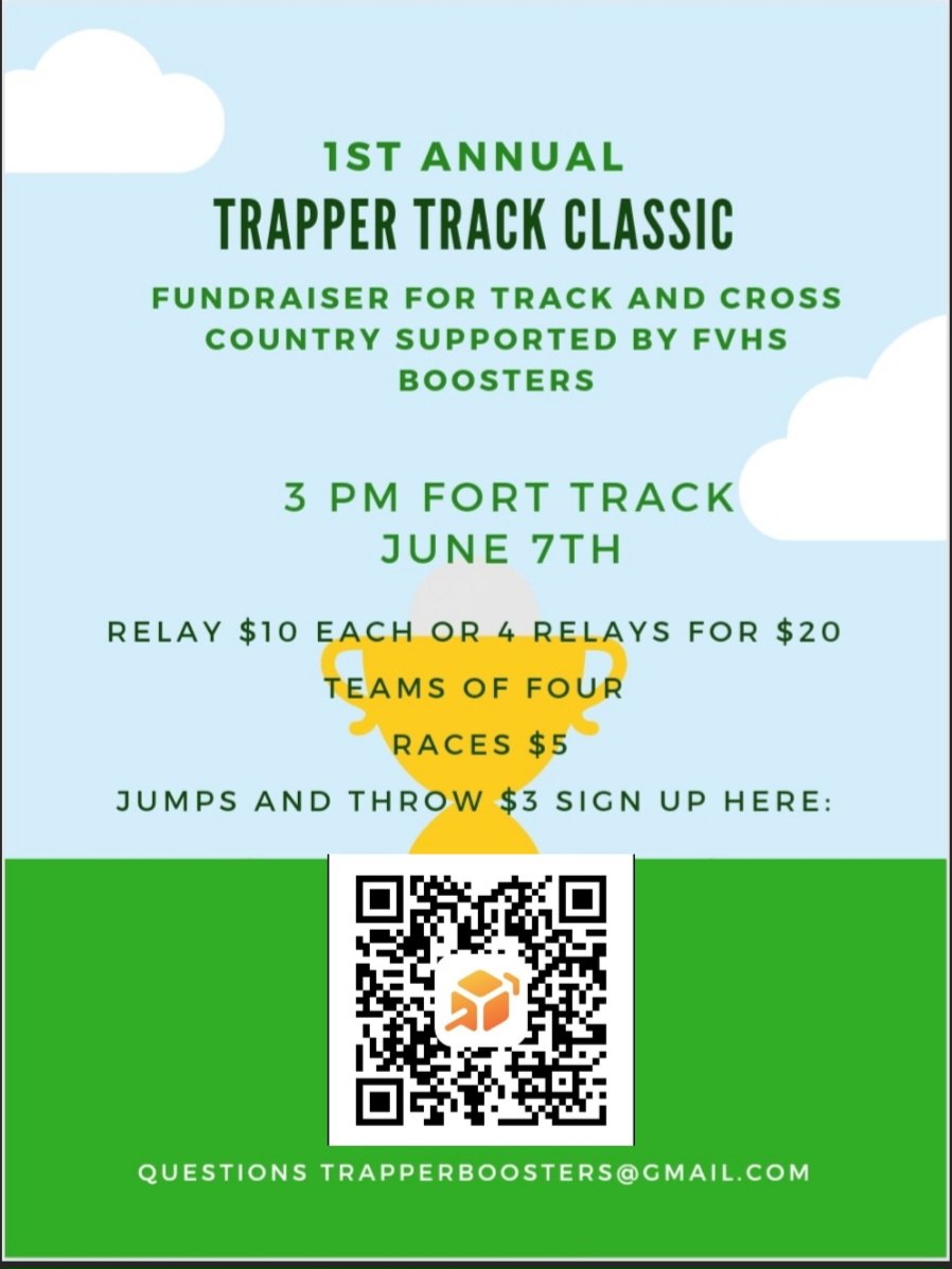 Come out for fun track and field events with your friends and help raise some funds for Track and Field and Cross Country!