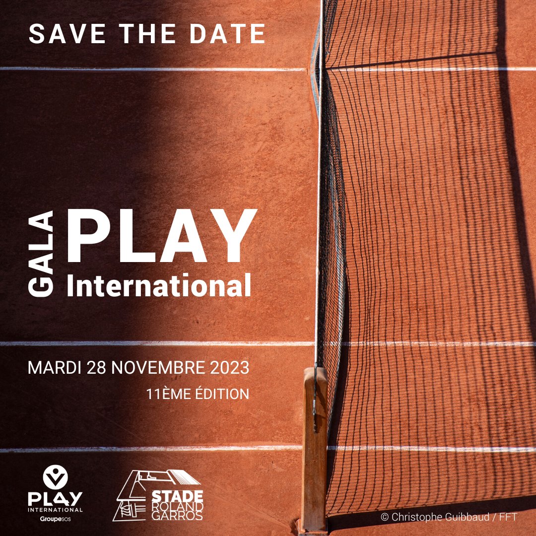 pl4y's tweet photo. #SaveTheDate
Nouveau terrain de jeu pour le #GalaPLAY : 📍Stade Roland-Garros 
🍽️ : gala@play-international.org 

#RolandGarros #GivingTuesday #Sport #Entreprise #Solidarité https://t.co/RnDu1KKMlh