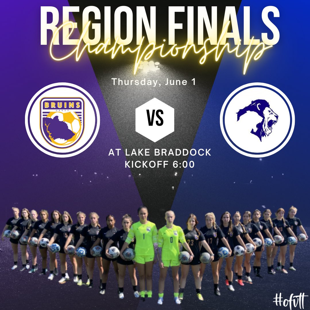Region Finals tonight 💜💛🐻⚽️ #ofvtt