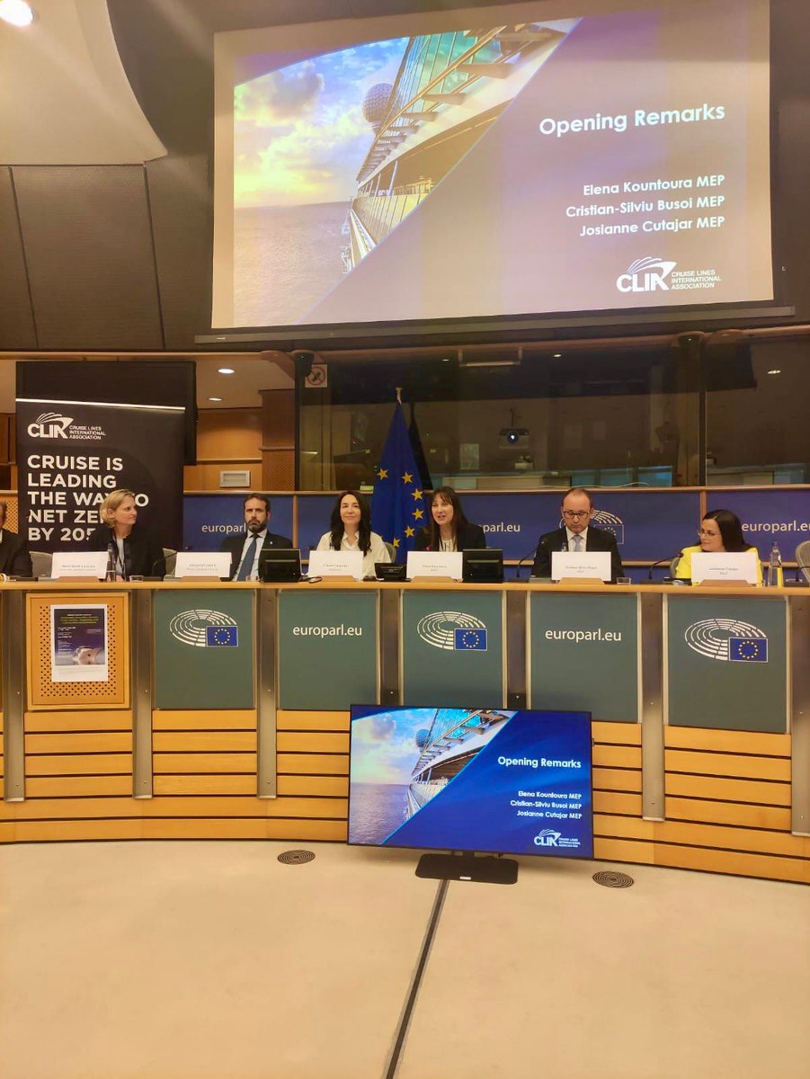 ArivaCoin's tweet photo. Sailing to a better future for tourism industry - a great idea from the event organized by @CLIAGlobal in the European Parliament, co-hosted by 4 honorable MEPs, in which our CCO @ClaudiaTapardel was moderator &amp; speaker, together with important representatives of cruise industry. https://t.co/NAhjS4Eti2