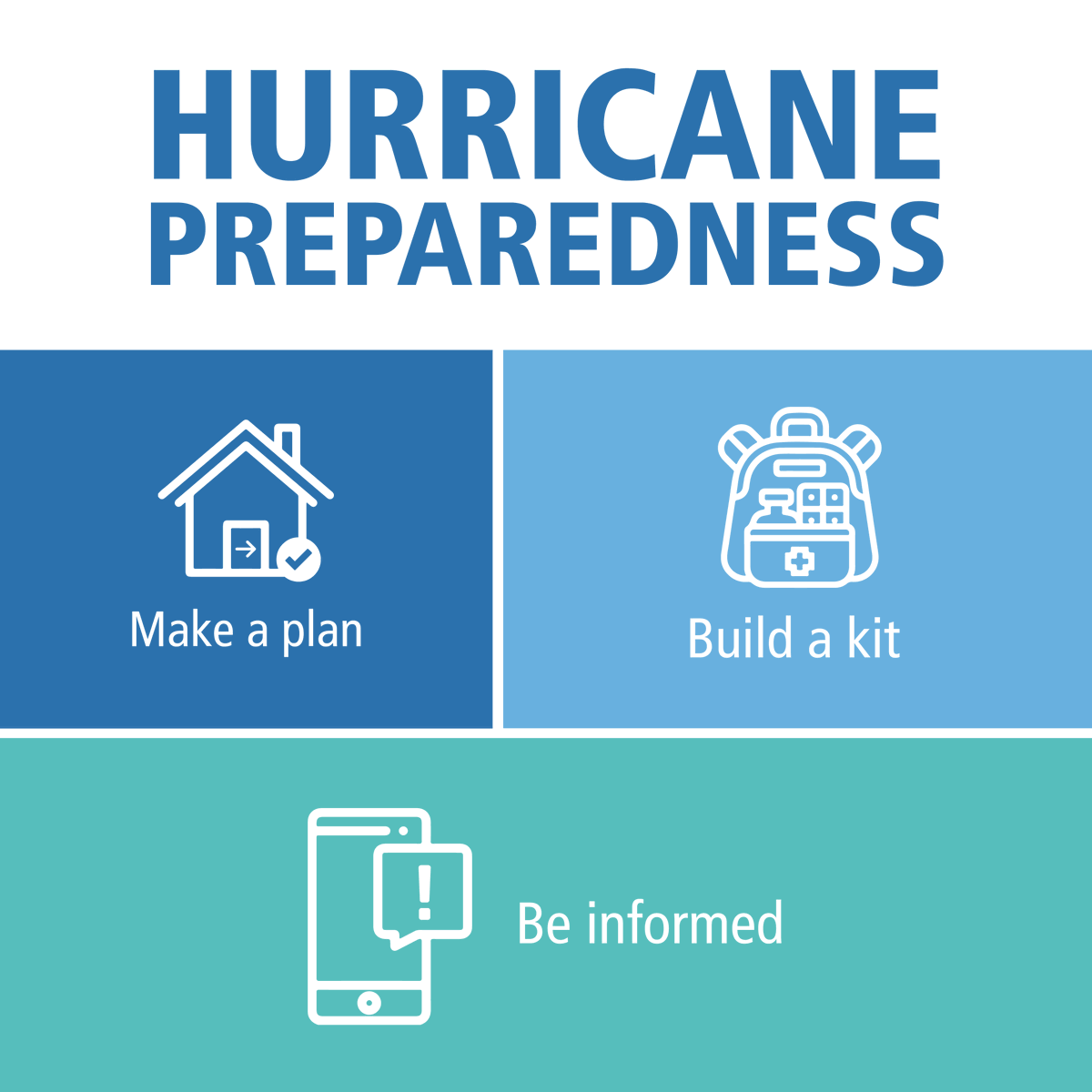 🌀 It's officially hurricane season.

Get ready early and stay prepared for hurricane season with these tips.

it is never too early to get prepared! Have a plan, build a kit, and stay informed.