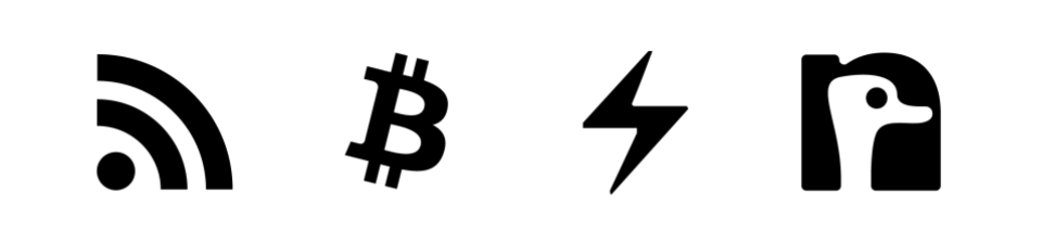 Wouldn’t be great if all websites had these icons in the footer?
An RSS feed to receive updates, Bitcoin and Lightning addresses to send payments, a Nostr npub to get and stay in touch.
(If you like that Nostr icon, you can get it here: github.com/mbarulli/nostr…)
#Nostr