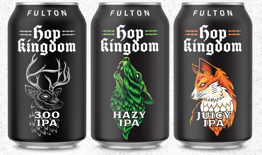 fultonbeer's tweet photo. Introducing Hop Kingdom -- a new brand family of IPAs inspired by and made for Minnesotans. https://t.co/F42W4jFZx9 https://t.co/M38NdsSnqn