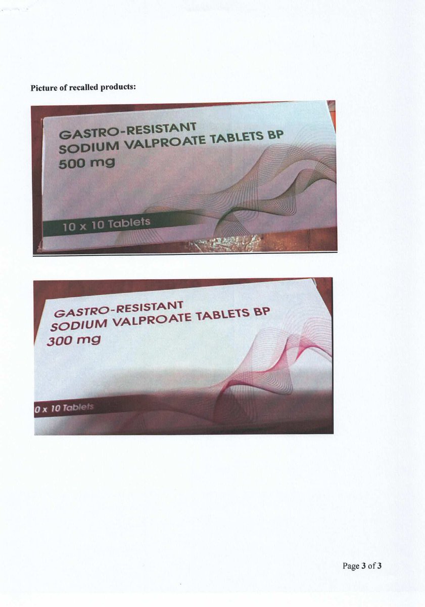 RECALLING  &amp; BAN ON IMPORTATION OF BATCHES OF GASTRO-RESISTANT SODIUM VALPROATE TABLETS