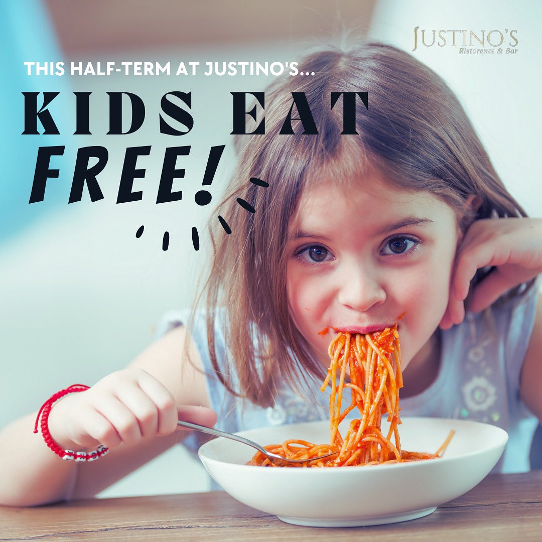 Kids eat FREE this half-term at Justino’s 😃

Looking for something to do with the Bambino’s this week? Bring them over to Justino’s for tasty food and pizza making! 🍕the perfect way to entertain the little ones 

1 paying adult per child, book now 👇🏻
💻 justinos.co.uk/book/