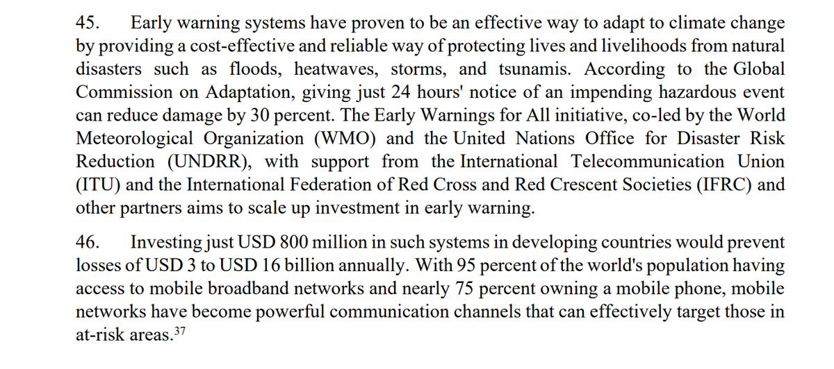 According to Loss and Damage Transitional committee report (TC2/2023/3), investing just US$800 million in early warning systems in developing countries would prevent losses of US$3-16 billion annually. @BenWebster_REAP
