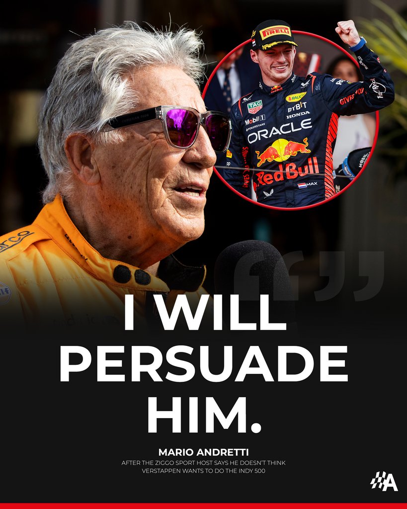 Mario Andretti is determined to see Max Verstappen head stateside to race in - and win - the Indy 500 👀 🏁

Would you like to see Max take on the Greatest Spectacle Racing? 🤔

#F1 #IndyCar #Indy500