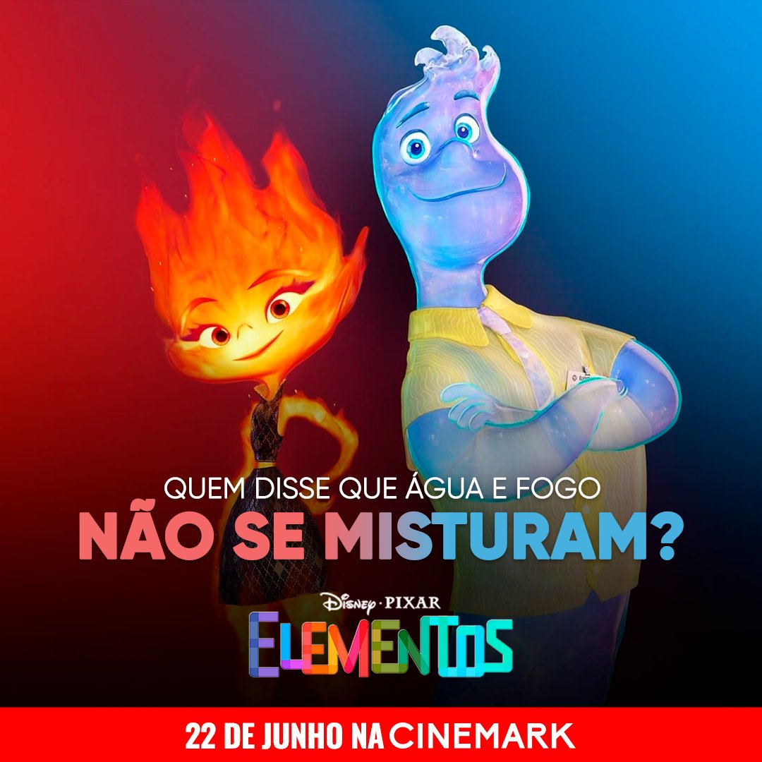 cinemarkoficial on X: Amber e Wade estão chegando nas telonas pra mostrar  que água e fogo podem se misturar, sim! 🤩 #Elementos estreia no dia 15 de  junho nas minhas telonas e