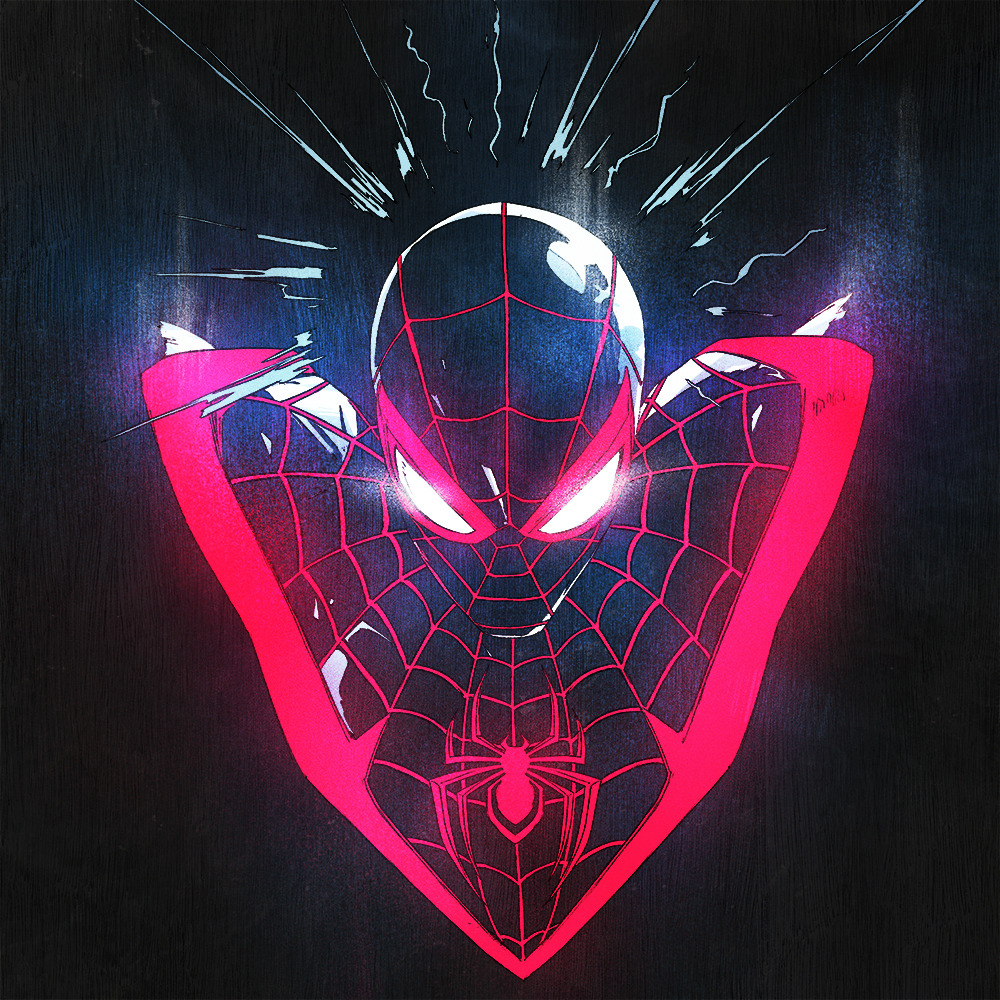 solo glowing 1boy male focus glowing eyes superhero spider web print  illustration images