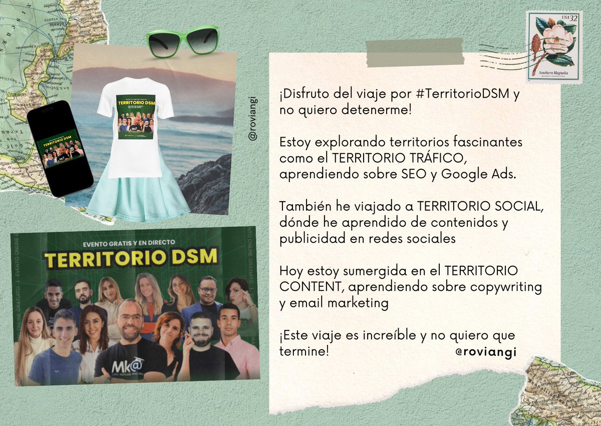 ¡Disfruto del viaje por #TerritorioDSM y no quiero detenerme! 

¡Estoy explorando territorios fascinantes!. 

¡Os invito a leer mi postal ⬇️ 

¿Cómo estas viviendo este viaje por #TerritorioDSM ?
<a href="/miguelfloro/">Miguel Florido</a> <a href="/marketingandweb/">Marketing and Web</a>