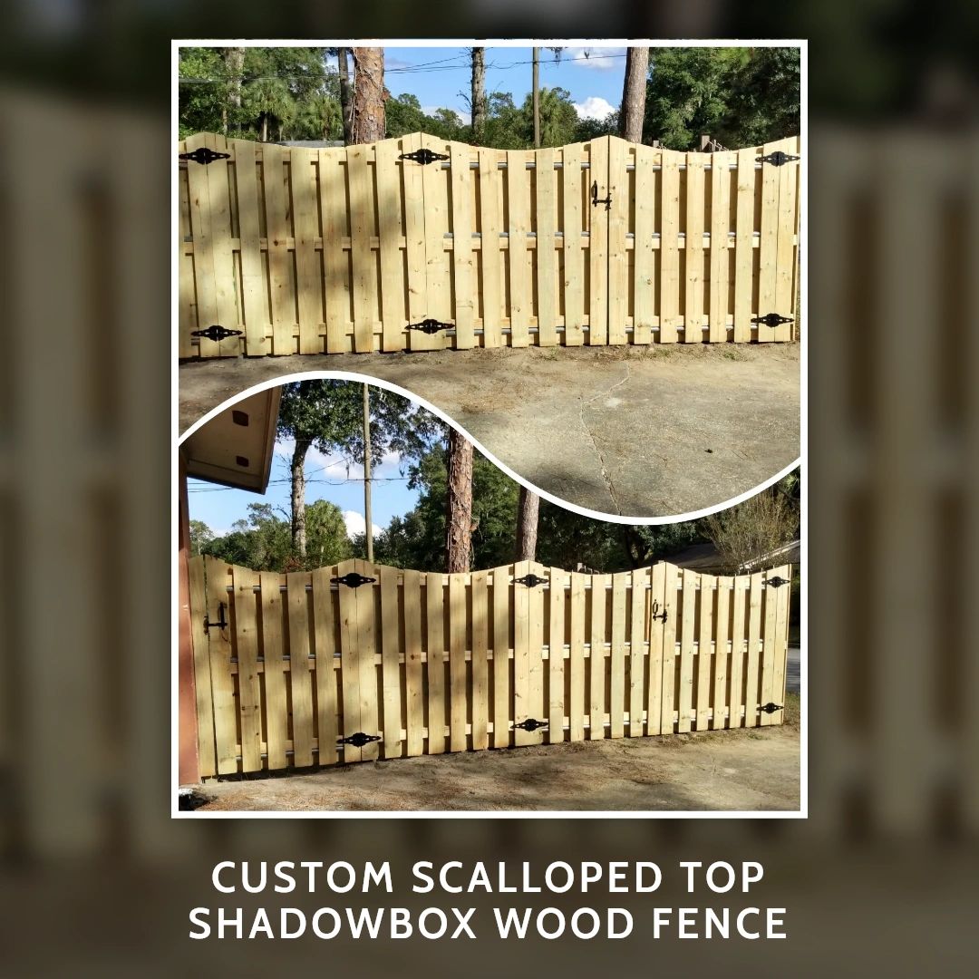 Check out this gorgeous custom-built scalloped-top shadowbox wood fence! 😍 We have a vast array of capabilities when it comes to creating your dream fence. Request your free quote today by dialing (352) 472-3550.