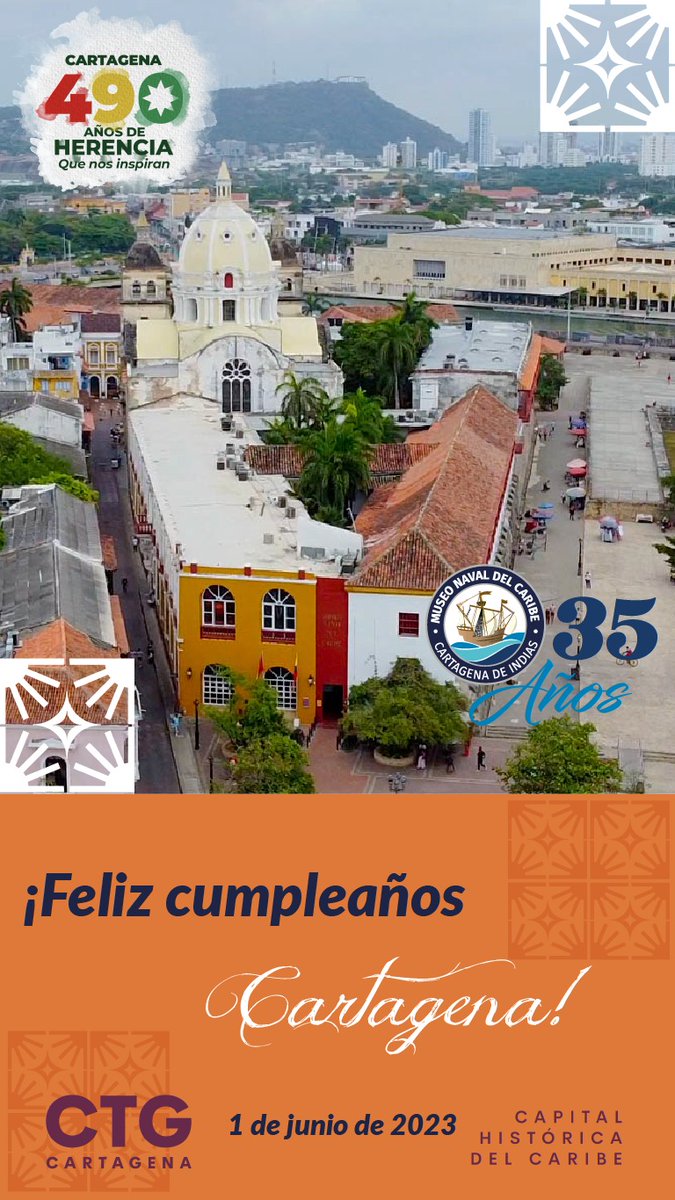 Museo_NavalCart's tweet photo. ¡FELIZ CUMPLEAÑOS CARTAGENA! ❤️💛💚
 La Heroica conmemora sus 490 años de lucha, resiliencia y resistencia. Feliz cumpleaños a Cartagena que preservas la historia y el encanto. Deseamos que perdure el sabor del Caribe, la grandeza de tus murallas, y la alegría de tu gente.✨ https://t.co/bGKtZTPxCc