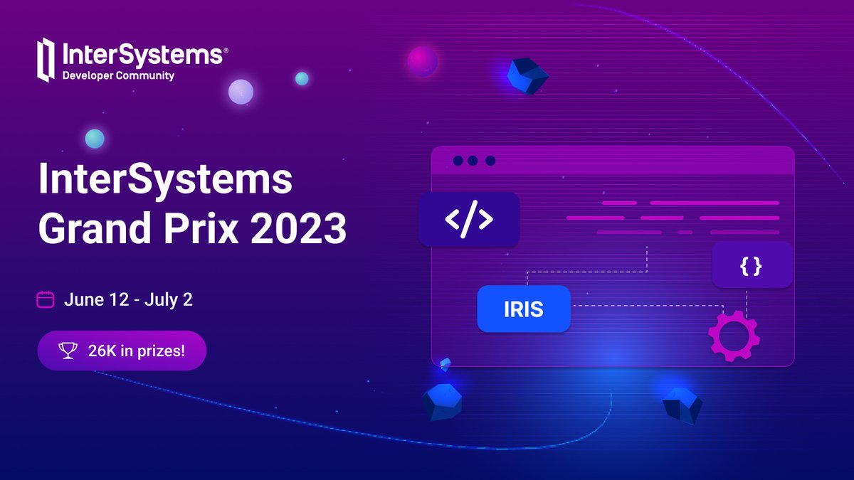 Are you ready for our annual MEGA CONTEST? Take part in @InterSystemsDev Grand Prix 2023! We welcome #applications on any topic using any model of #InterSystemsIRIS data platform.

🎁 $26K in prizes!
🗓 Submission deadline: June 25
ℹ️ bit.ly/3owdbOz

Join the #contest…