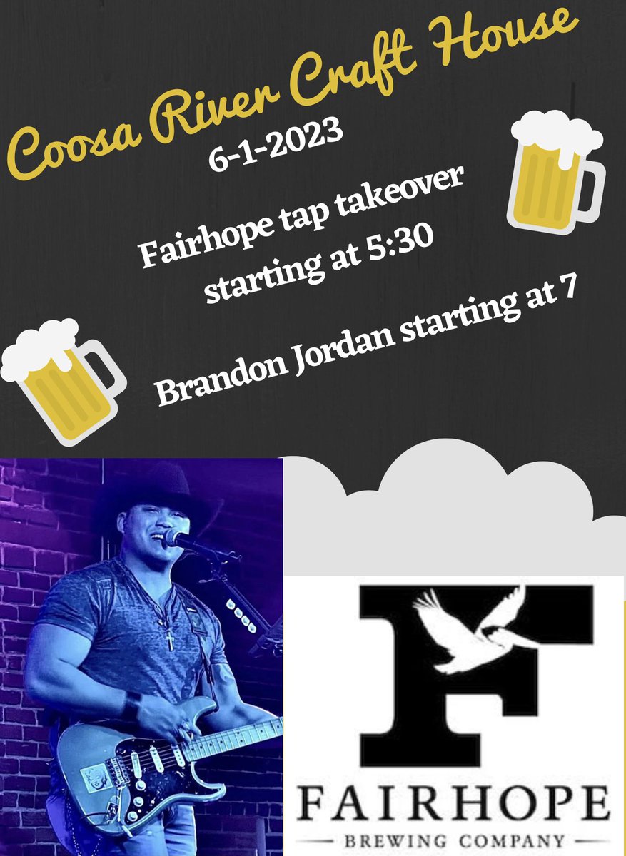 Make plans to join us tonight for a great time!! 

#fairhopebrewingcompany #craftbeer #livemusic #goodtimes #supportsmallbusiness #supportlocalartists #wetumpkaal #coosariver #cheers