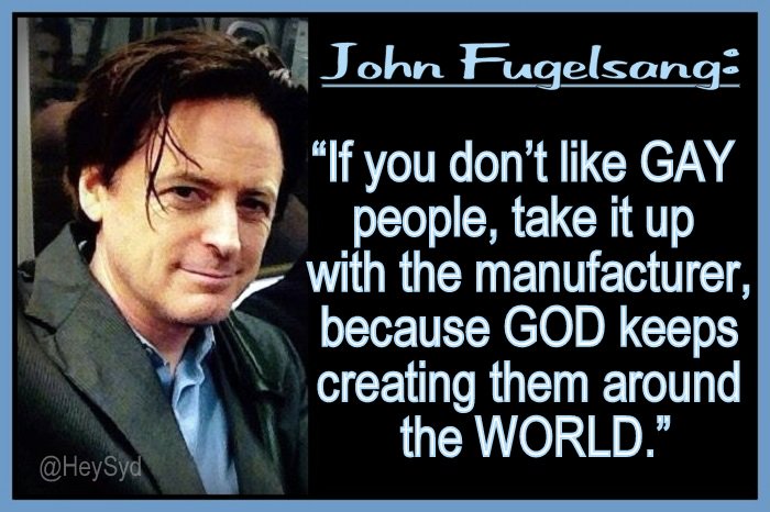 'If you don't like gay people, take it up with the manufacturer...' @JohnFugelsang 
#HappyPrideMonth #LGBTQRights #TransRights  #PrideMonth