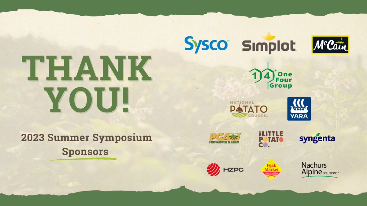 A heartfelt thank you to all our incredible sponsors and attendees who made the 2nd Annual Summer Symposium such a success! 🙏 @Sysco @SimplotCompany @mccainglobal 1,4Group @ThisSpudsForYou @Syngenta @Yara_N_America @AlbertaPotatoes @LittlePotatoCo @HZPC @PeakoftheMarket @NACHURS