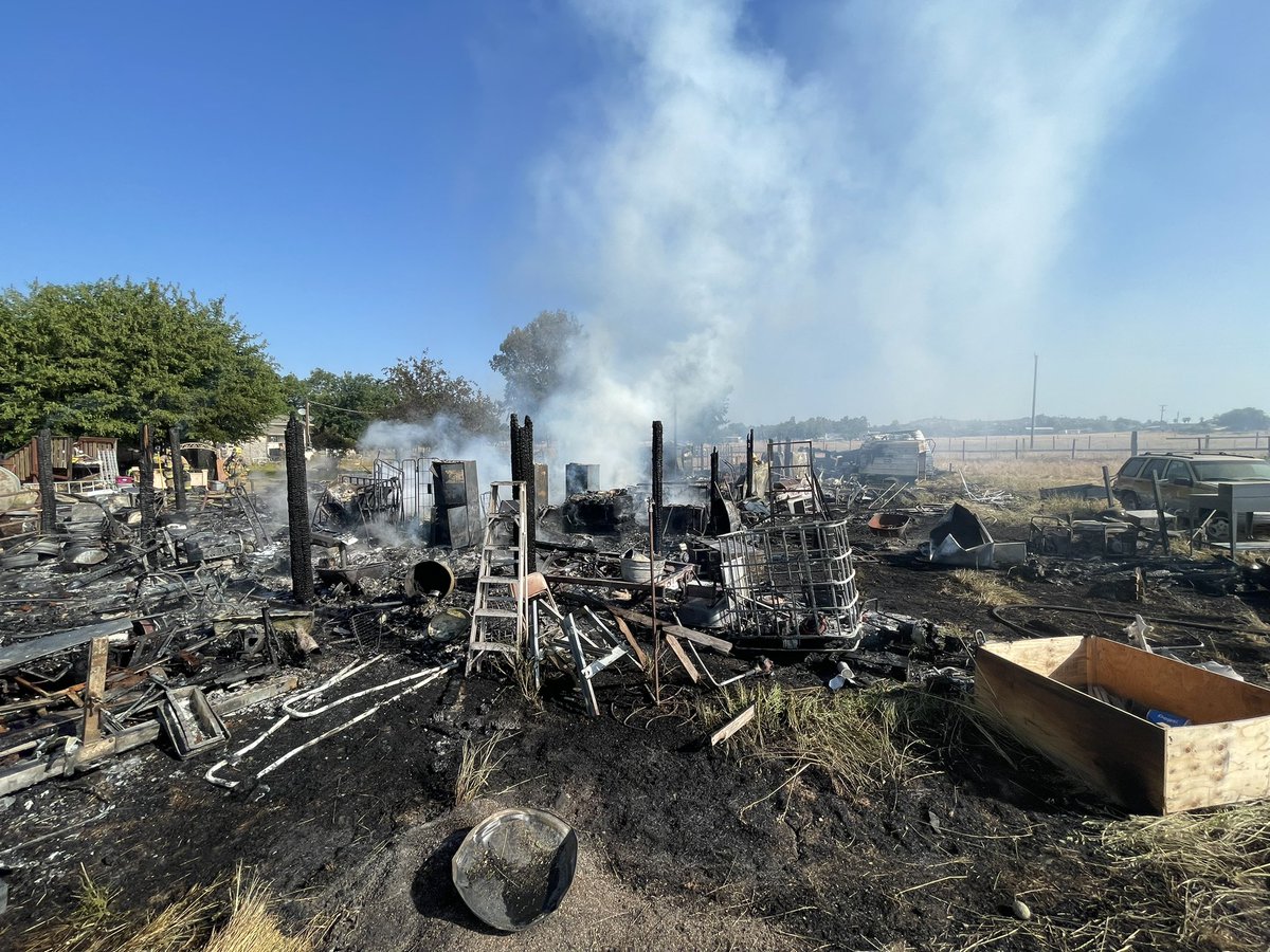 Firefighters are at scene of a structure fire in Palermo. A two-story barn was destroyed along with a travel trailer. All other threats have been mitigated. Crews continue mopping up, salvage, and overhaul. #CitrusFire