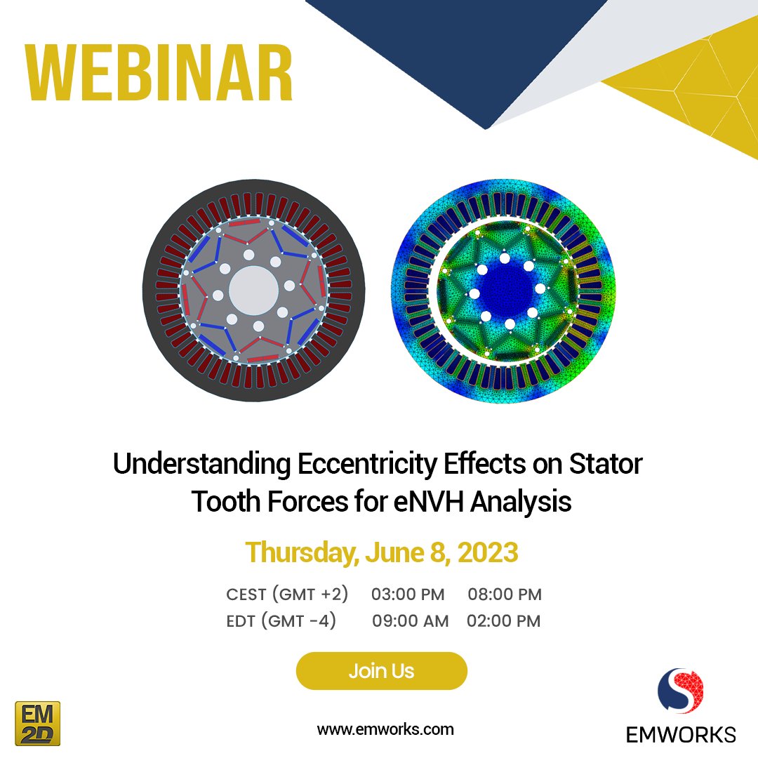 Unlock the impact of eccentricity on permanent magnet motors. Join our webinar to explore its effects and optimize motor designs. 

Register now: lnkd.in/euc37-Ew

#simulationsoftware #electricmotors #electromagnetics #industrialautomation #vibrationcontrol