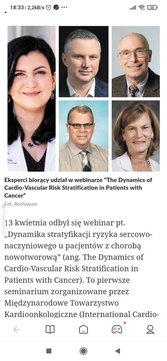 Polish Journalists of @Puls_Medycyny: @k_matusewicz
@MonikMajewska about webinar of @ICOSociety & @CancerCareMASCC 👇 @maryam_lustberg @sdent_duke @bogda_koczwara @Dr_Mike_Fradley @dineshpmcc1 @TomasNeilan @rutkowskip1972 @DrRaulCordoba @SverdlovAaron
pulsmedycyny.pl/ryzyko-sercowo…