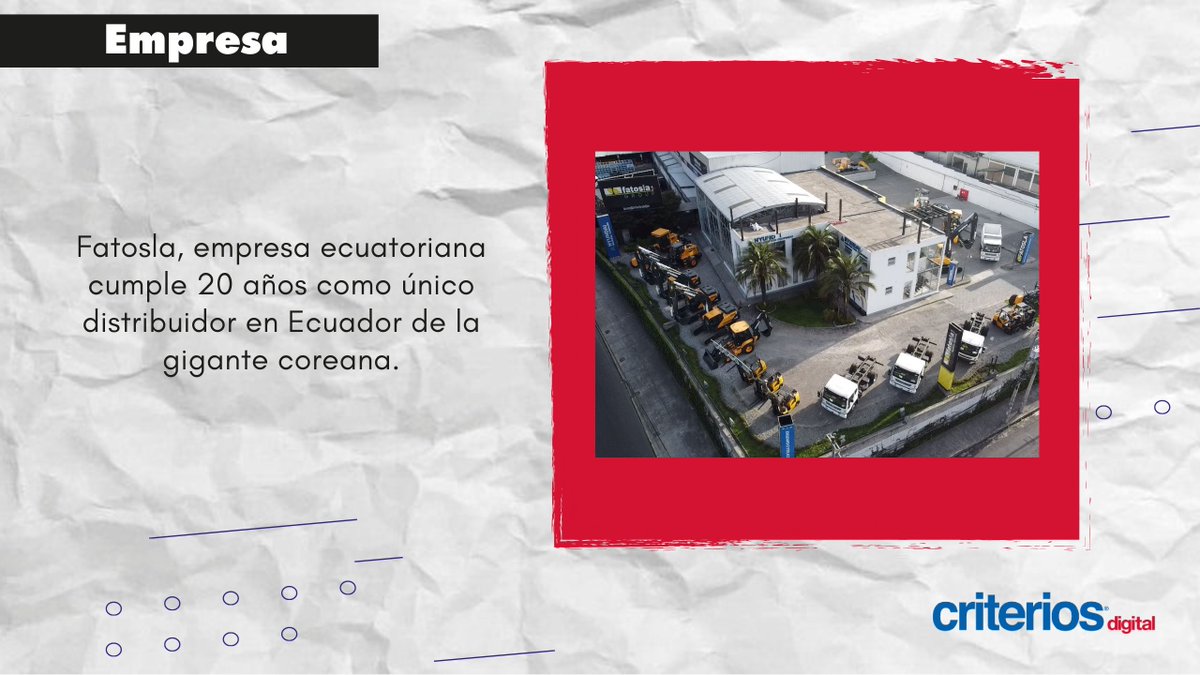 #Empresa 🛞 FATOSLA, una empresa de origen ecuatoriano, y Hyundai CE, reconocida marca coreana, celebran su vigésimo aniversario de colaboración exitosa. 
👉 bit.ly/3C8V44i
