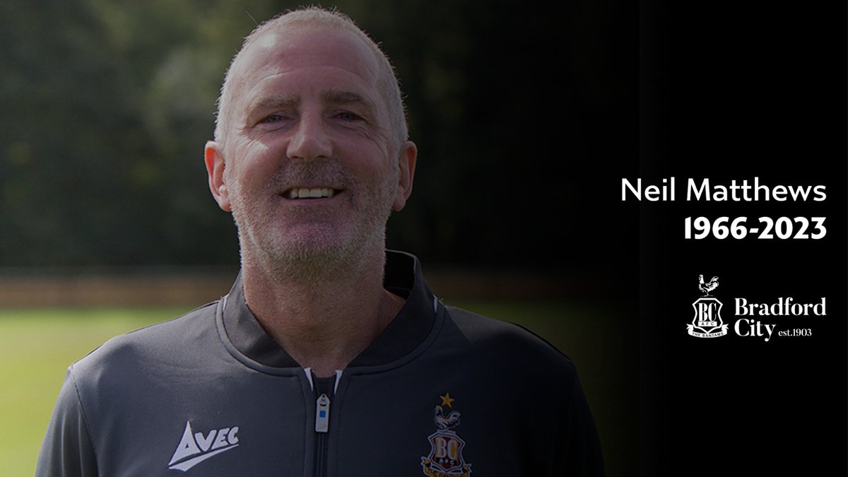 officialbantams's tweet photo. ❤️💛 | Today, we say goodbye to our much-loved academy manager, Neil Matthews, whose funeral is held at Park Wood Crematorium, Elland.

➡️ | Read: https://t.co/J4JYWoMSfc 

#BCAFC | @bantamsacademy https://t.co/SF9MZOvZUU