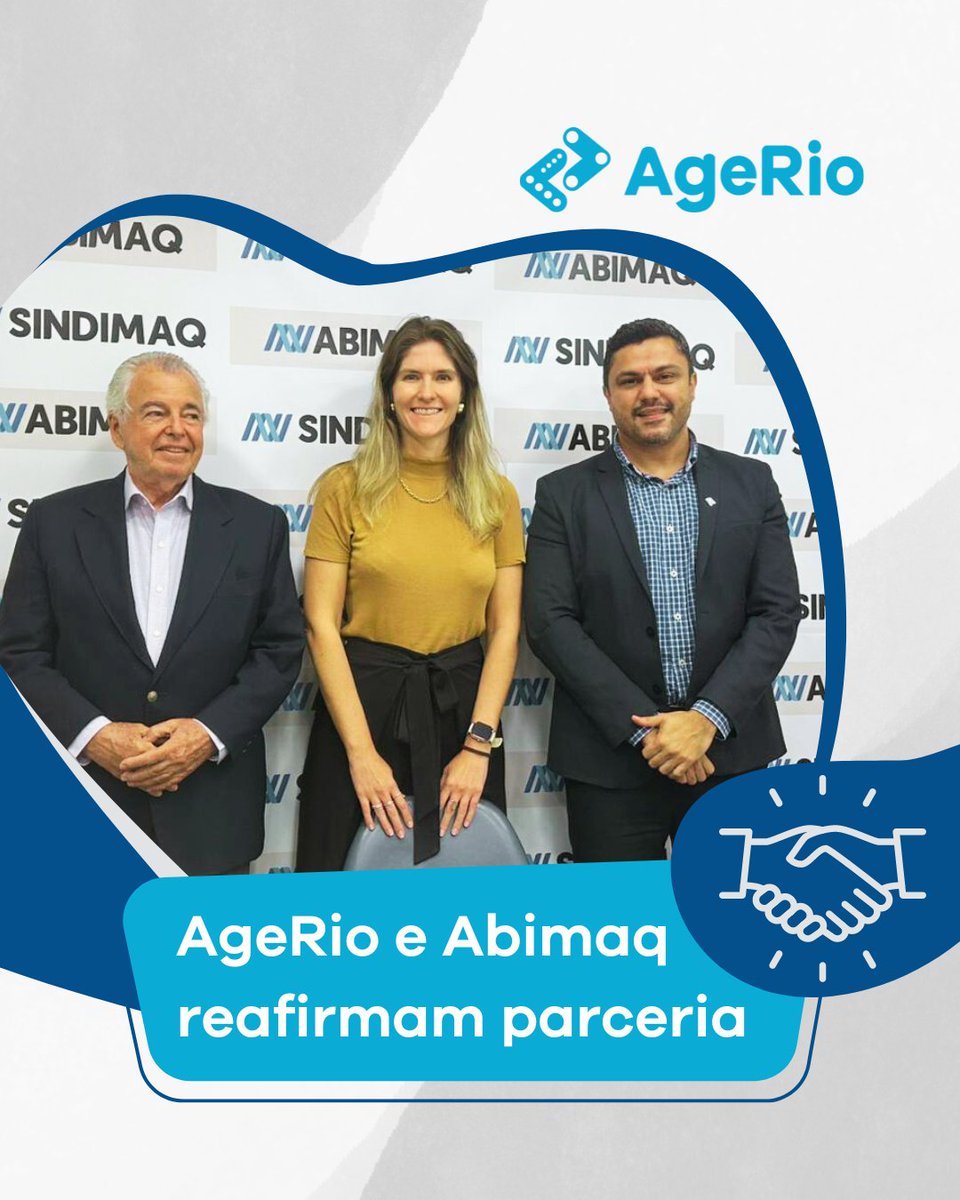 Reforçada a parceria com a @abimaqoficial para créditos com condições especiais para as indústrias do RJ! Assinaram o convênio Tatiana Oliver, diretora de Operações da AgeRio, e Raul Sanson e Bruno Galhardo, que ocupam a vice-presidência da Abimaq, sendo o Galhardo adjunto.