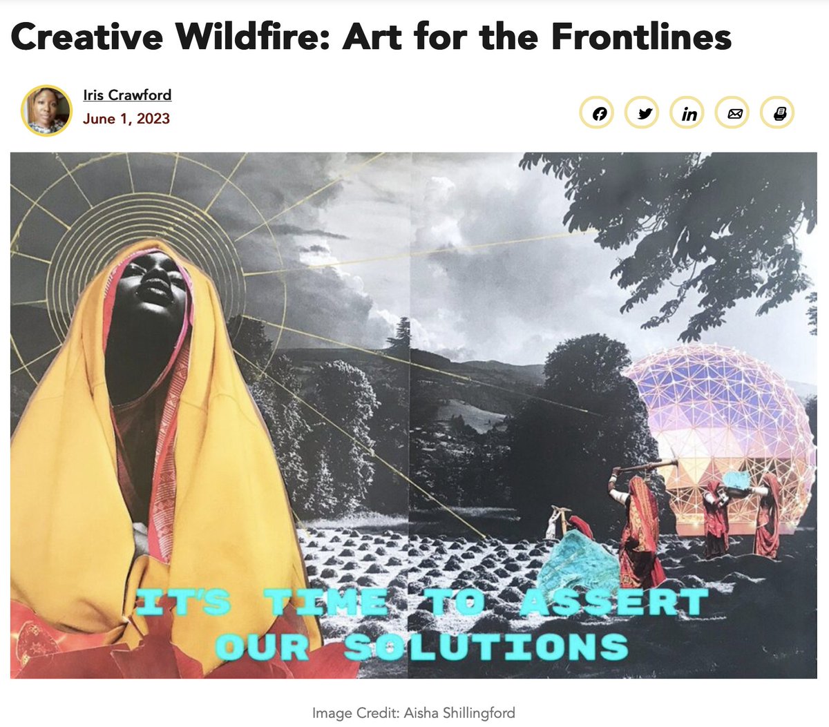 CJAOurPower's tweet photo. How can we use art to respond, adapt, and heal from the #ClimateCrisis? 

How can art be used to help us move away from an extractive economy and  toward the #JustTransition?

That’s what #CreativeWildfire seeks to do: https://t.co/gMcbYsY6GG https://t.co/HemQv5V3qn