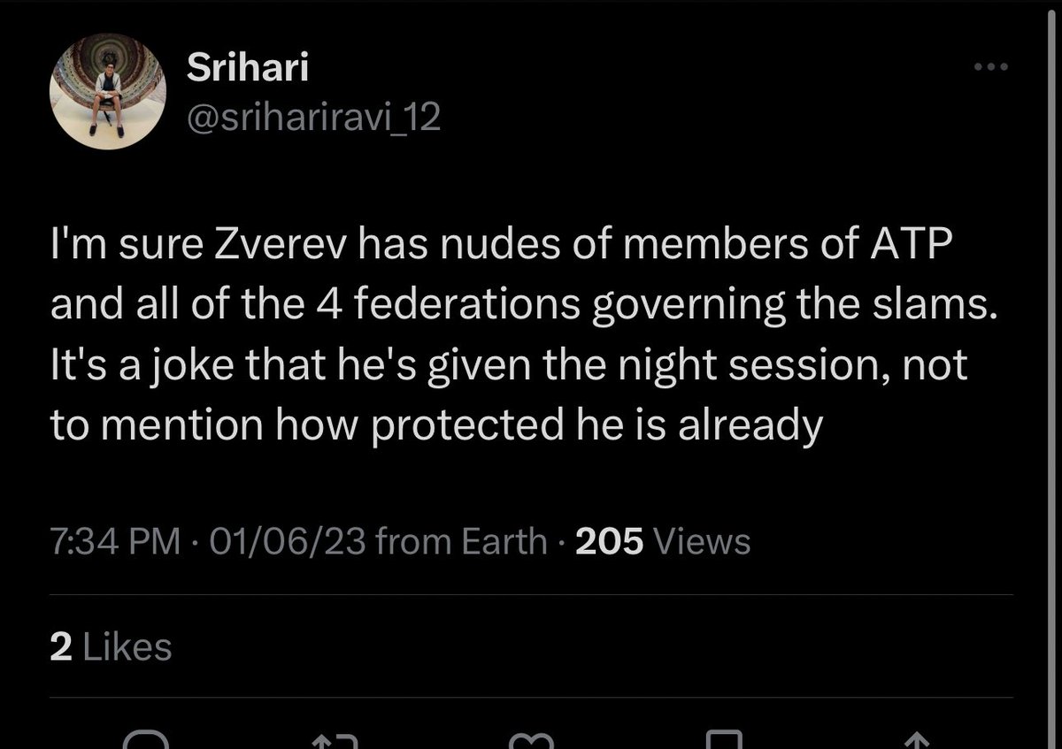 They way this srihari guy cry and bring Zverev in his every crying post!!
I have doubt he gets orgasms with Zverev name only!!🥹🥹