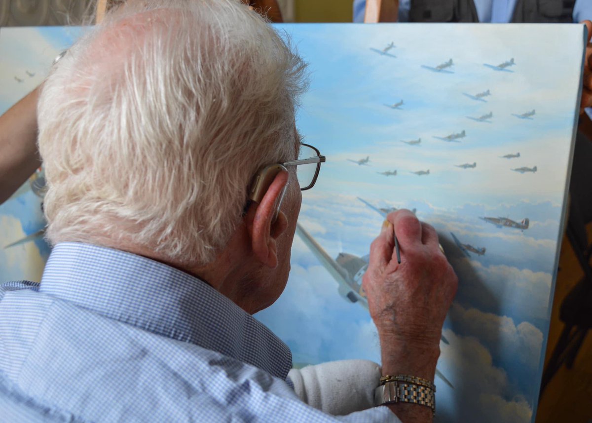 Jonny Cracknell (@jonnycrackers82) on Twitter photo Archie McInnes also painted his own personal 238 Sqn Hurricane markings (VK-D) at <a href="/bentley_priory/">Bentley Priory Museum</a> during <a href="/Posartaviation/">Mark Postlethwaite GAvA</a> weeks āArtist in Residencyā in 2019
The painting for the 80th Anniversary depicts an aircraft from each fighter squadron that took part in the #BattleOfBritain Archie McInnes also painted his own personal 238 Sqn Hurricane markings (VK-D) at <a href="/bentley_priory/">Bentley Priory Museum</a> during <a href="/Posartaviation/">Mark Postlethwaite GAvA</a> weeks āArtist in Residencyā in 2019
The painting for the 80th Anniversary depicts an aircraft from each fighter squadron that took part in the #BattleOfBritain