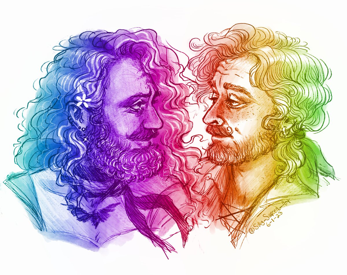 Silly_Sapien_'s tweet photo. Happy pride!!! Have a rainbow sketch 😘✨#OFMDfanart #ofmd #gentlebeard #stedebonnet #EdwardTeach #Pride2023 #Pride #ofmdpride #ourflagmeansdeathfanart https://t.co/nhqZH8aFj0