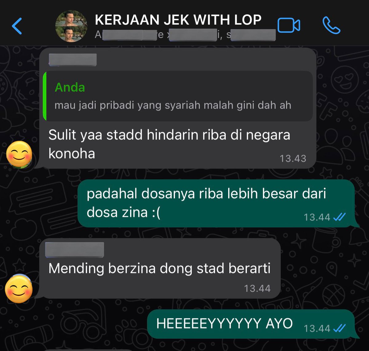 ini nasehatku tentang riba di grup majelis watsap